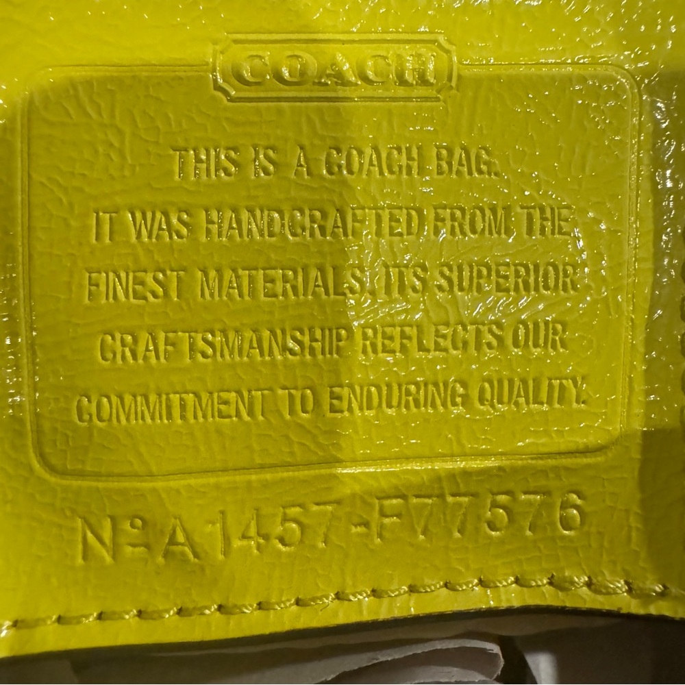 Coach Signature Nylon Crossbody Bag F1457-F17576 – Neon Yellow/Khaki - Picture 5 of 6
